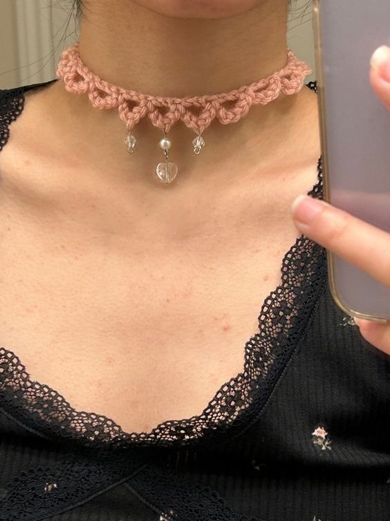 Pearl Petal Crochet Choker