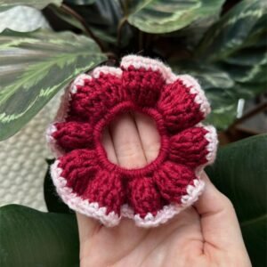 Berry Bloom Crochet Scrunchie