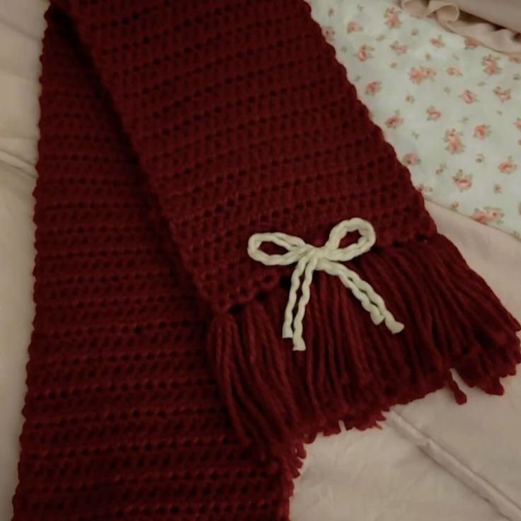 Maroon Meadow Bow Scarf
